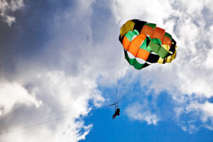 Parasailer descends from the clouds