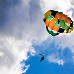 Parasailer descends from the clouds